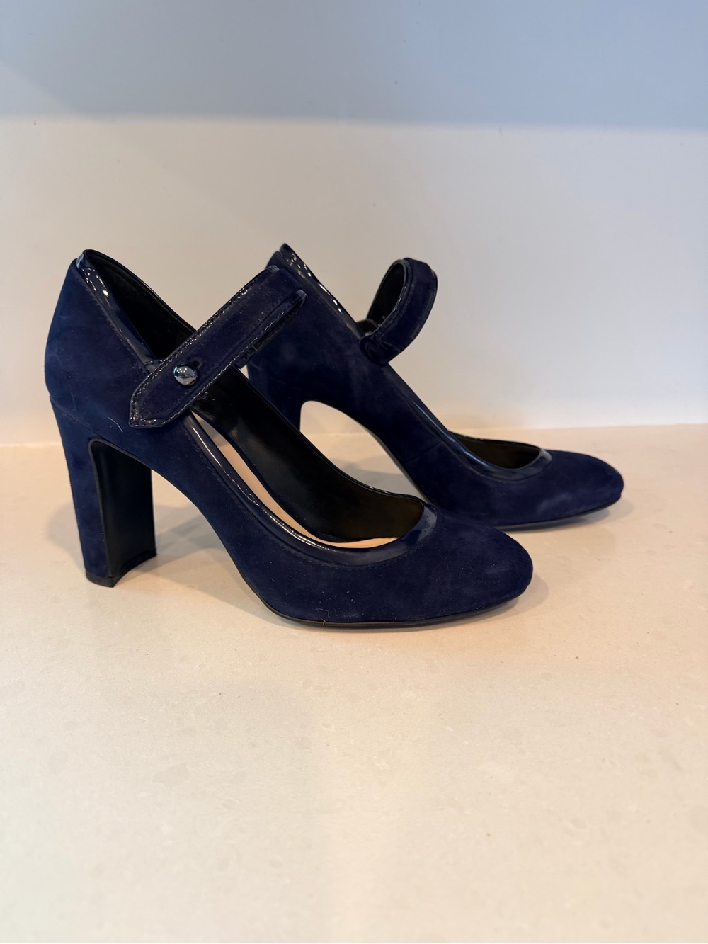 Nine West Navy Suede Mary Jane Pumps
